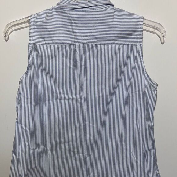 Tommy Hilfiger Women's Blue White Striped Button Front Sleeveless Blouse Medium - Picture 5 of 8